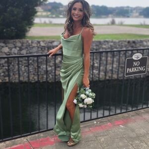 Elegant Sage Green Evening Gown